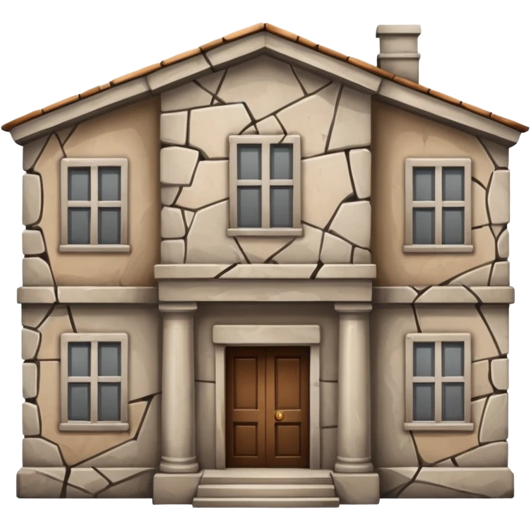 an old building with carks and dirty  emoji