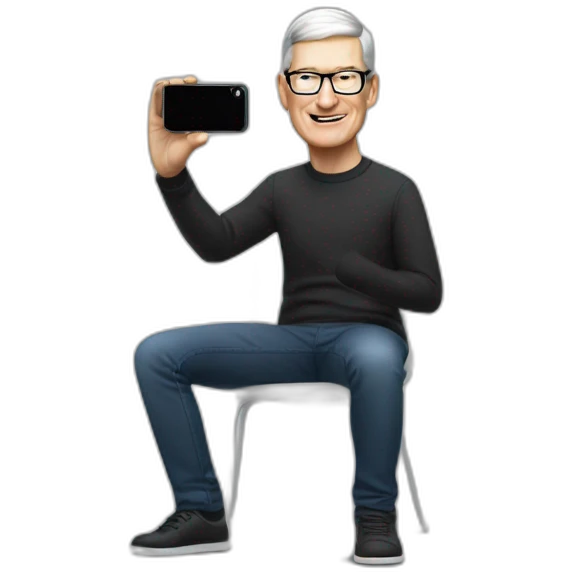Tim cook taking photo with iPhone emoji