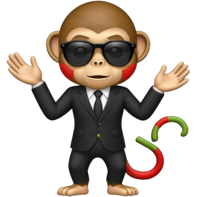 Make an emoji that looks like a monkey in a mafia With dark fully sunglasses emoji