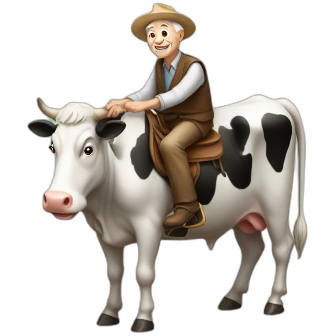 old man on a cow emoji
