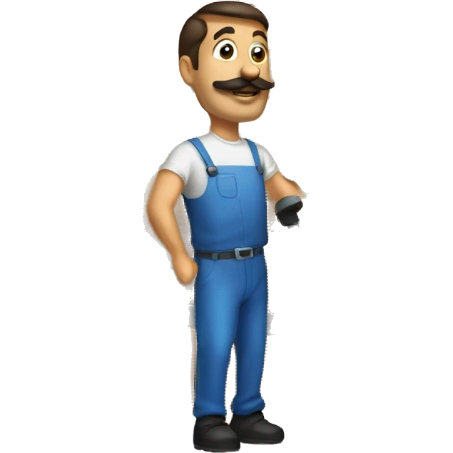 A man with mustache pushing a pallet with a forklift emoji