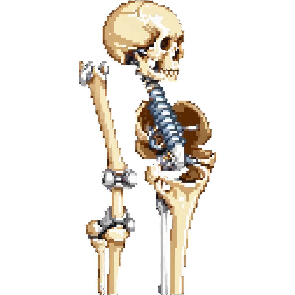 knee bone structure, skeletal knee joint, patella bone emoji