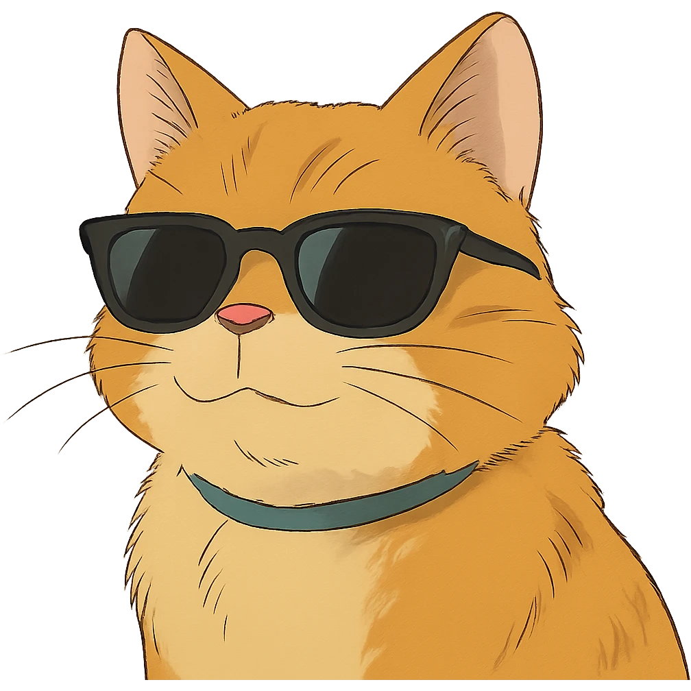 ghibli style cat wearing sunglasses emoji