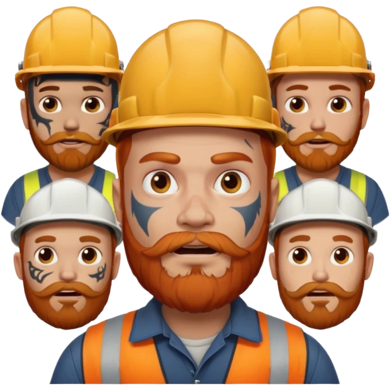 construction worker with beard, ginger haired and lot of face tattoos scary looking emoji