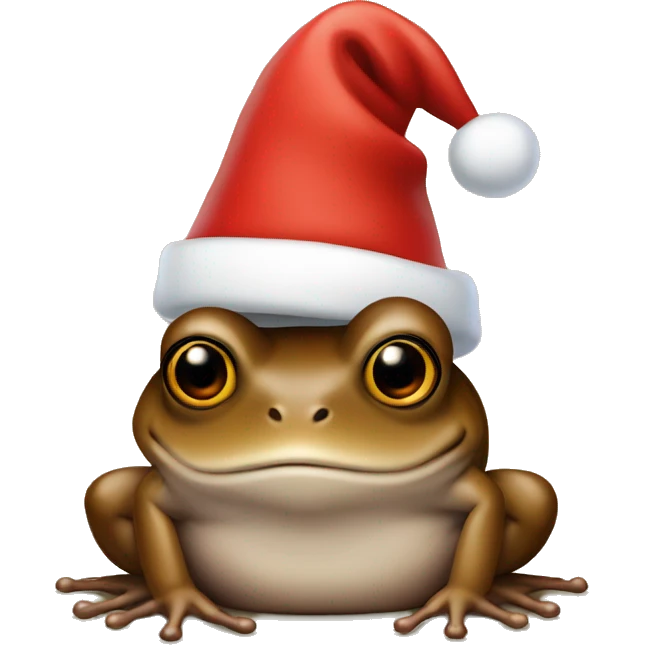 Little brown frog wearing Santa’s hat emoji