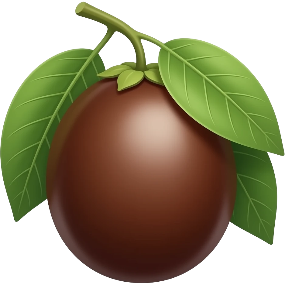 create a mamey sapote with  darck  brown color and leaves emoji