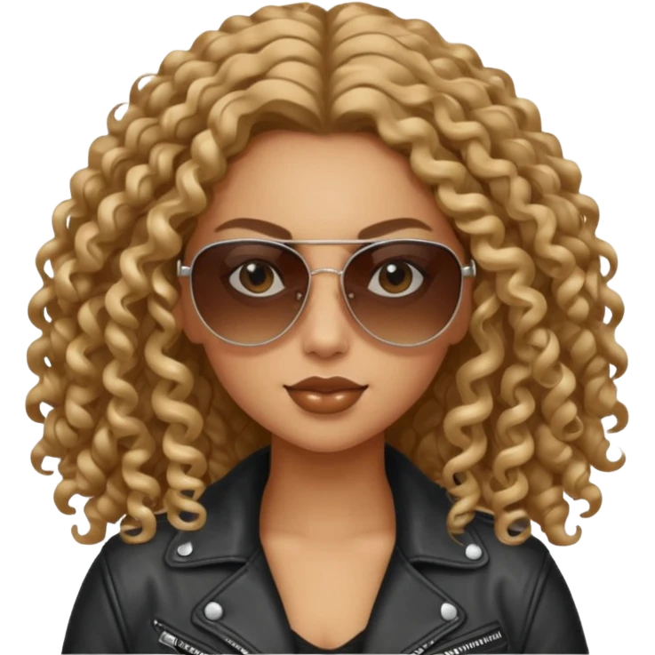 Biker Gang with Sunglasses,girl, long curly hair, sunglasses emoji
