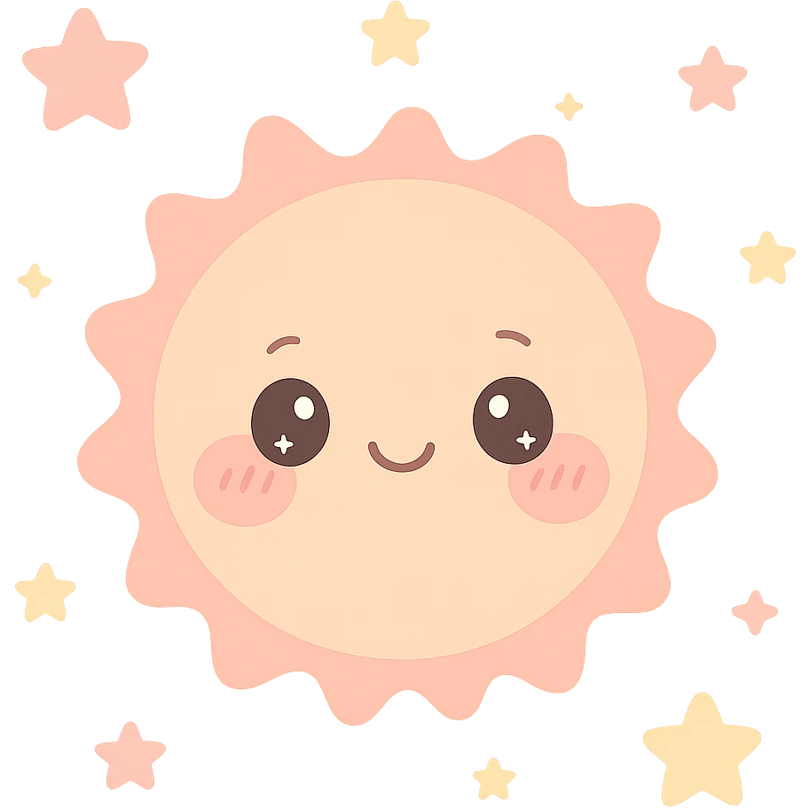 kawaii style blushing sun emoji