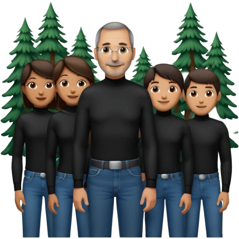 create a founder mode emoji like steve jobs having a 100 executive retreat in the woods represent the outdoors and the 100 top employees

 emoji
