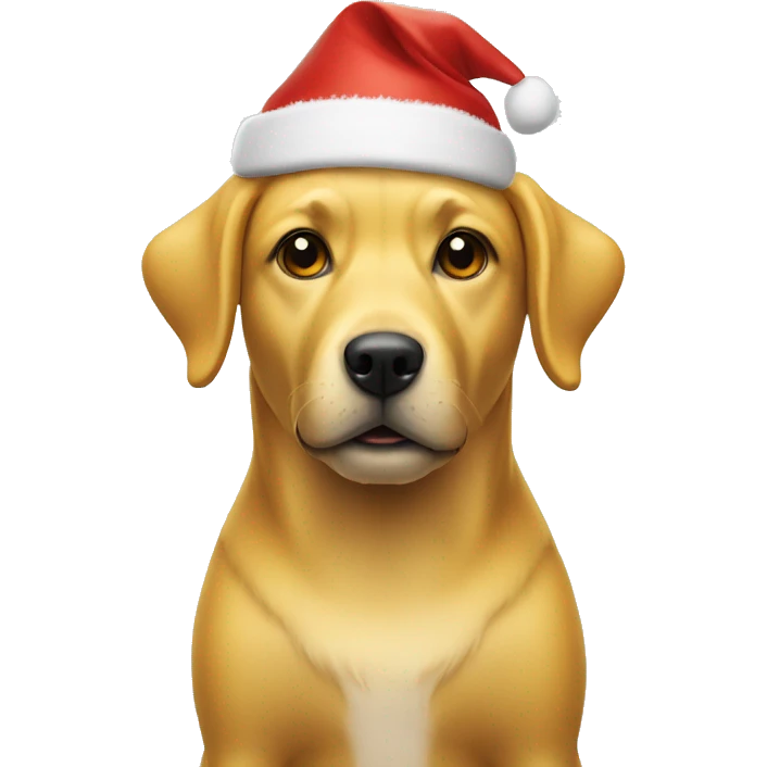 Yellow dog with christmas hat emoji