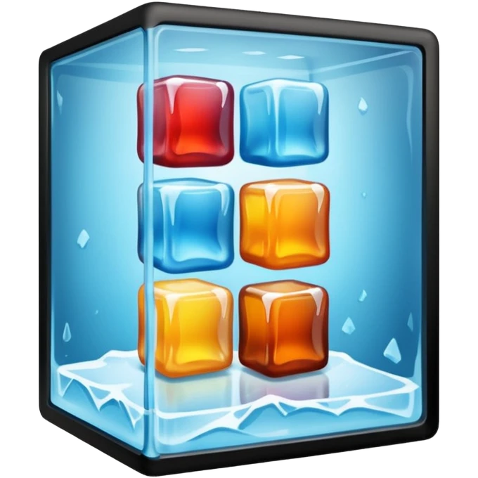 mixed closet inside a large ice cube emoji