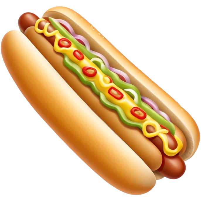 Chicago hotdog with yellow mustard, relish, diced onions, and celery salt emoji