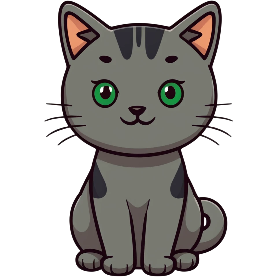 brownish gray cat with green eyes close together emoji