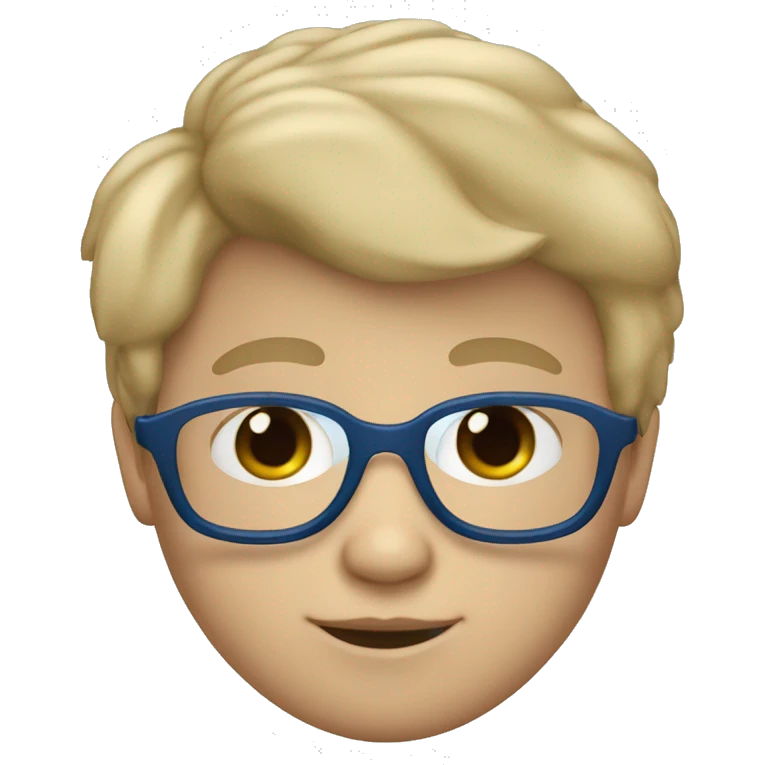 Un niño blanco con lentes azules y pelo negro  emoji