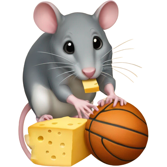 A rat eating cheese with a basketball  emoji