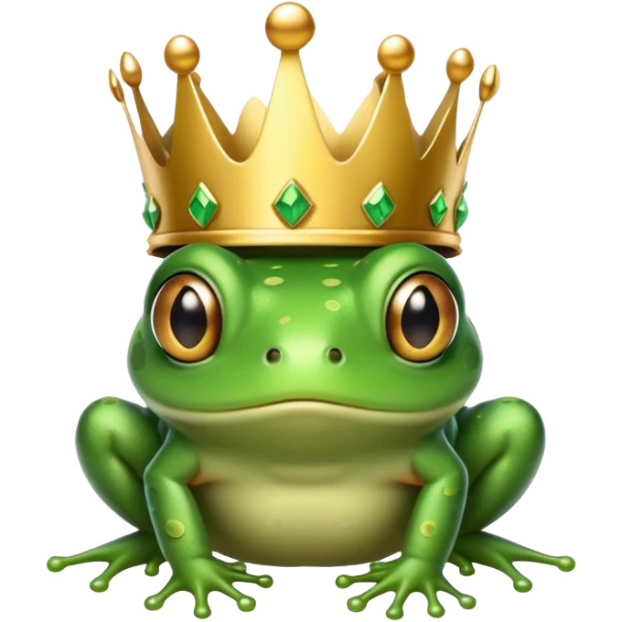 tiny frog wearing a crown that's too big, looking confused emoji
