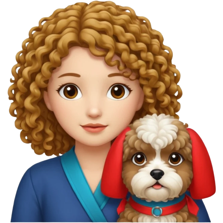 Lhasa apso and curly haired woman emoji