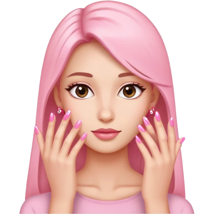 Middle finder with long cute pink nails emoji