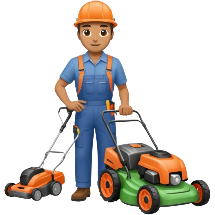 Maintenance worker
with lawnmower, full body emoji