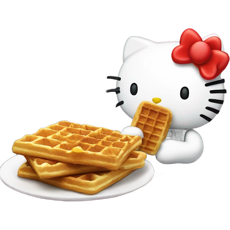 Hello kitty eating a waffle at a Christmas market in France emoji