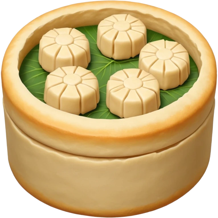siu mai (a type of dim sum, just 1 cube of white color fish patty wrapped by yellow dough, leaving only the top part unwrapped, shape looks like short cylinder shape) emoji