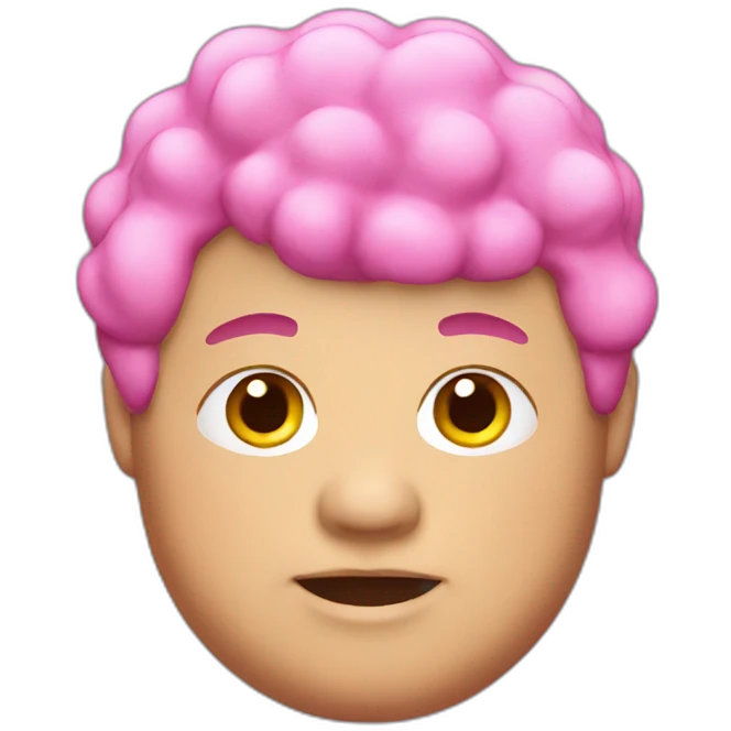 Chubby man with bead and pink hair emoji