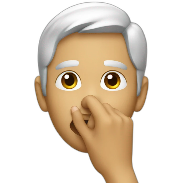 A guy with his finger in his mouth making the silence sign emoji