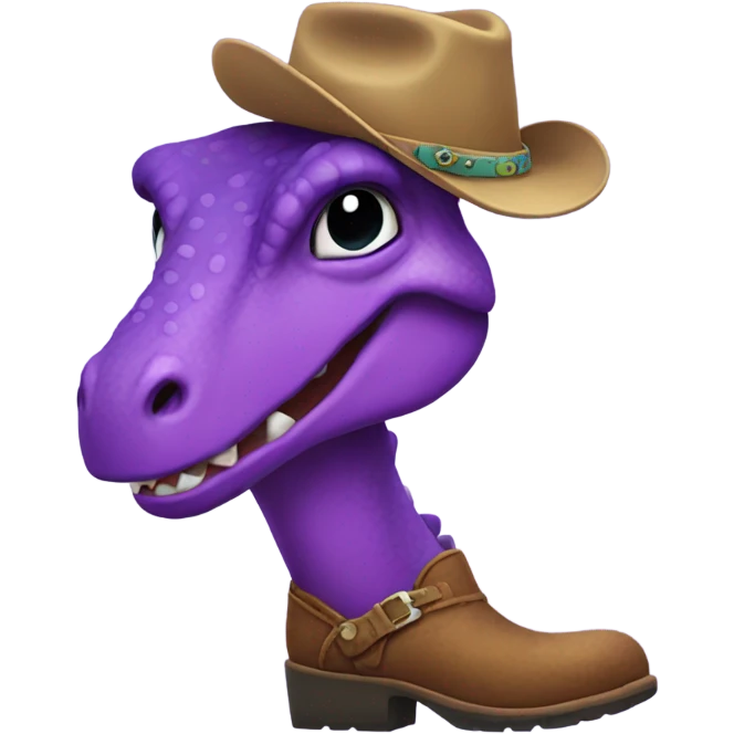 Dinosaur wearing Purple cowboy boots  emoji