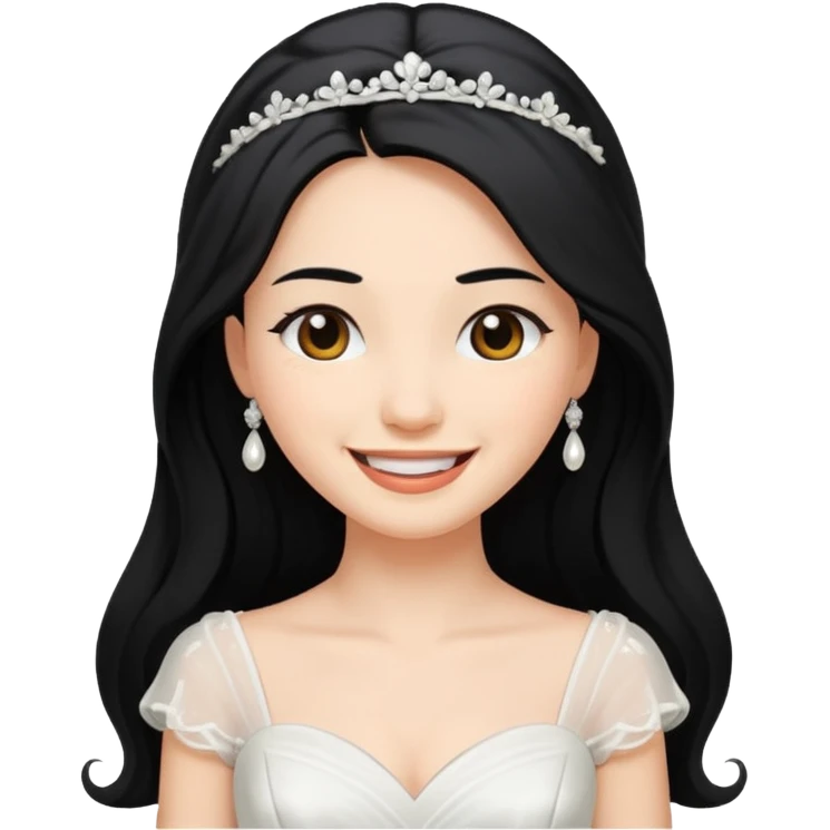 Our wedding day, bride has long black hair emoji
