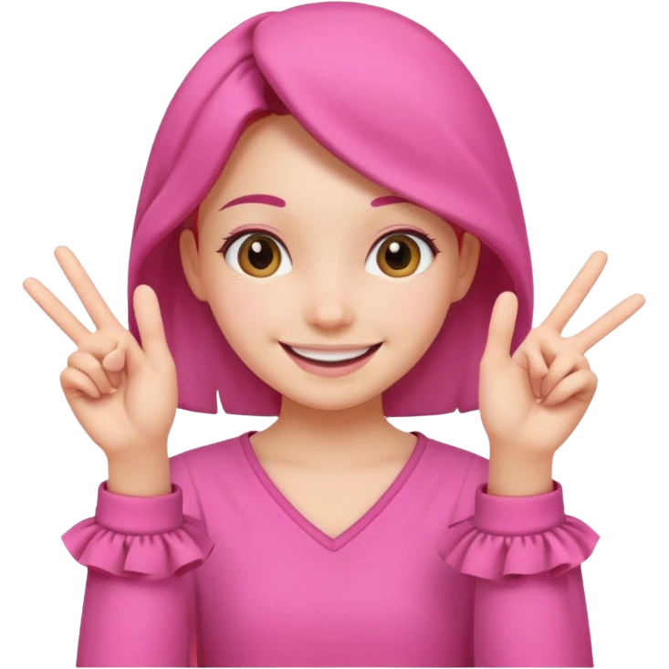 cheerful smile girl with cheerful hand gesture, make them cute, with pink cloth emoji