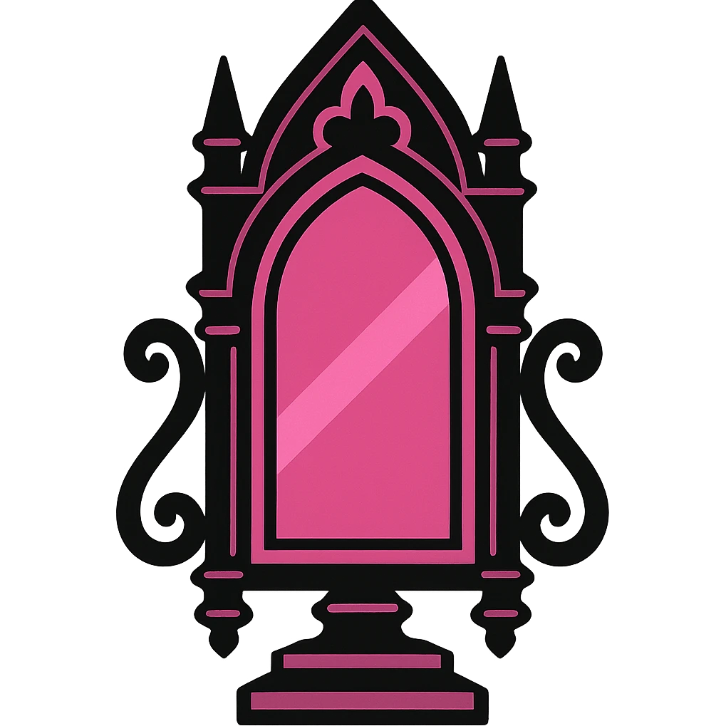 gothic mirror, black and pink color scheme emoji