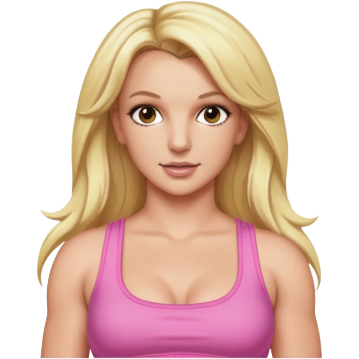 Britney Spears with long blonde hair, pink crop top emoji
