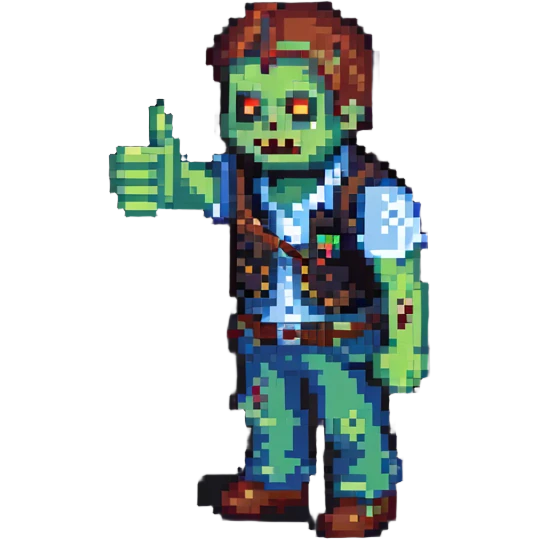 isometric zombie giving thumbs up in Project Zomboid style emoji