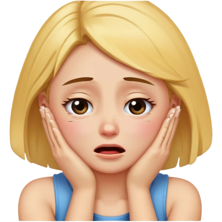 Girl crying hands over neck  emoji