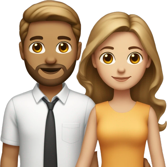 Couple holding hands, girl has light brownish complexion with medium hair and rectangular frames, The boy is white and has trimmed beard emoji