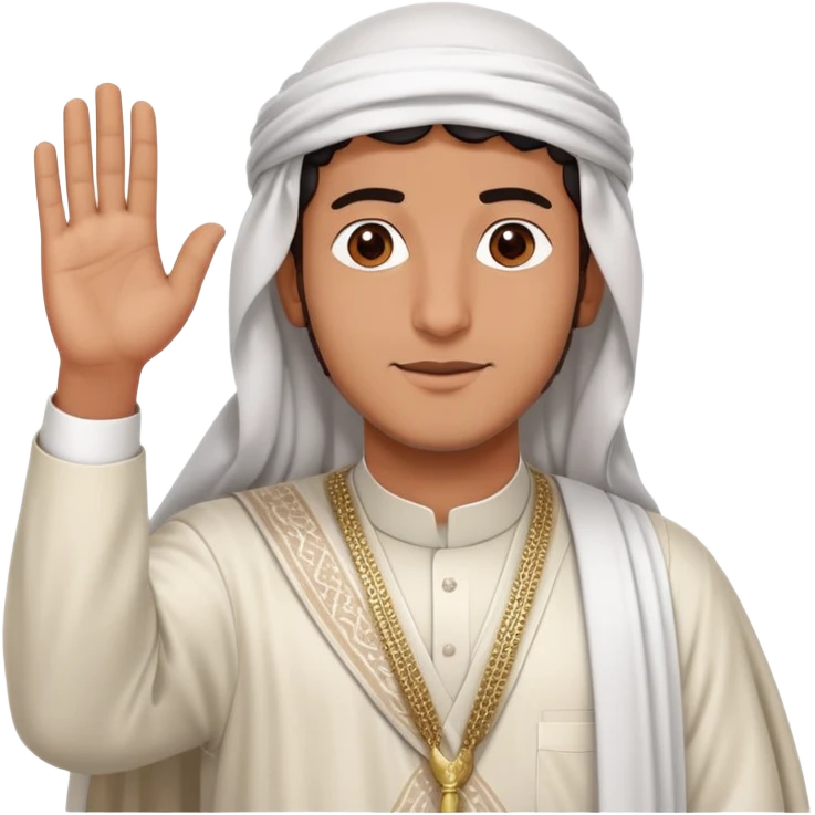 Saudi man in traditional attire waving emoji