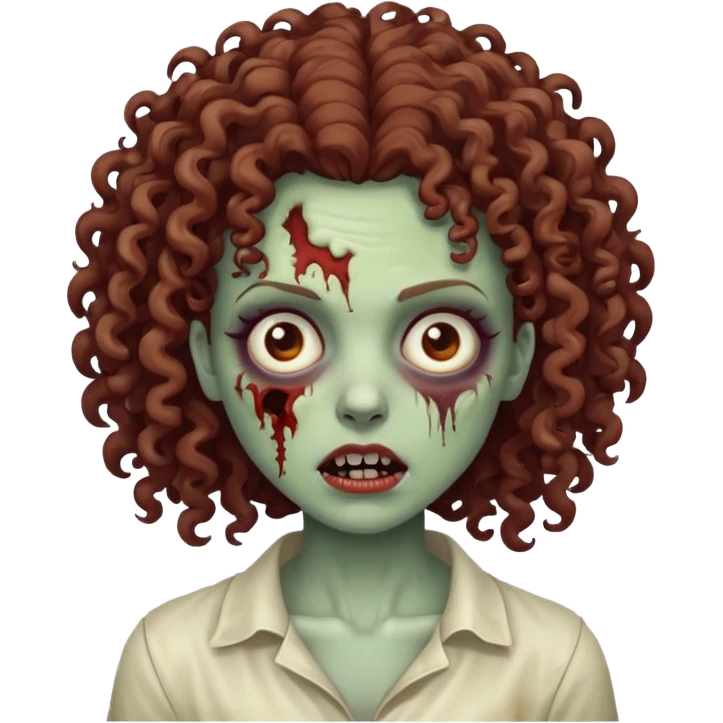 uma mulher zumbi de cabelo cacheado emoji