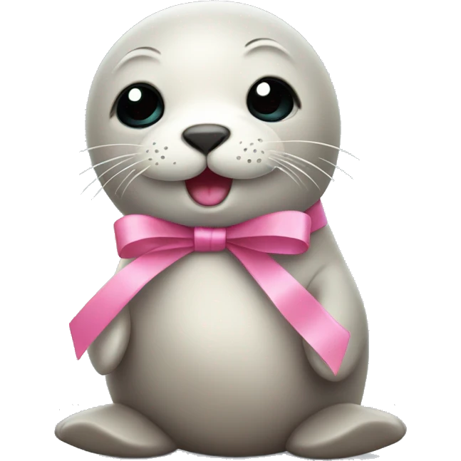 cute seal with a pink ribbon emoji