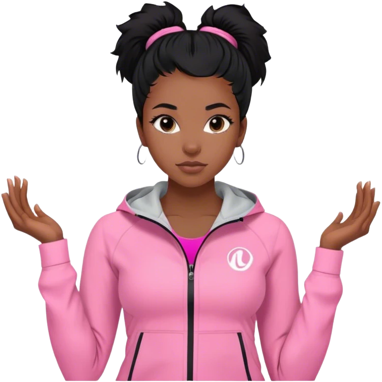 black girl with black straigh hair and baby hairs with pink lululemon jacket on  emoji