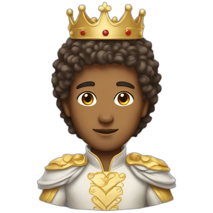 A white prince with curly hair and Crown on a head emoji