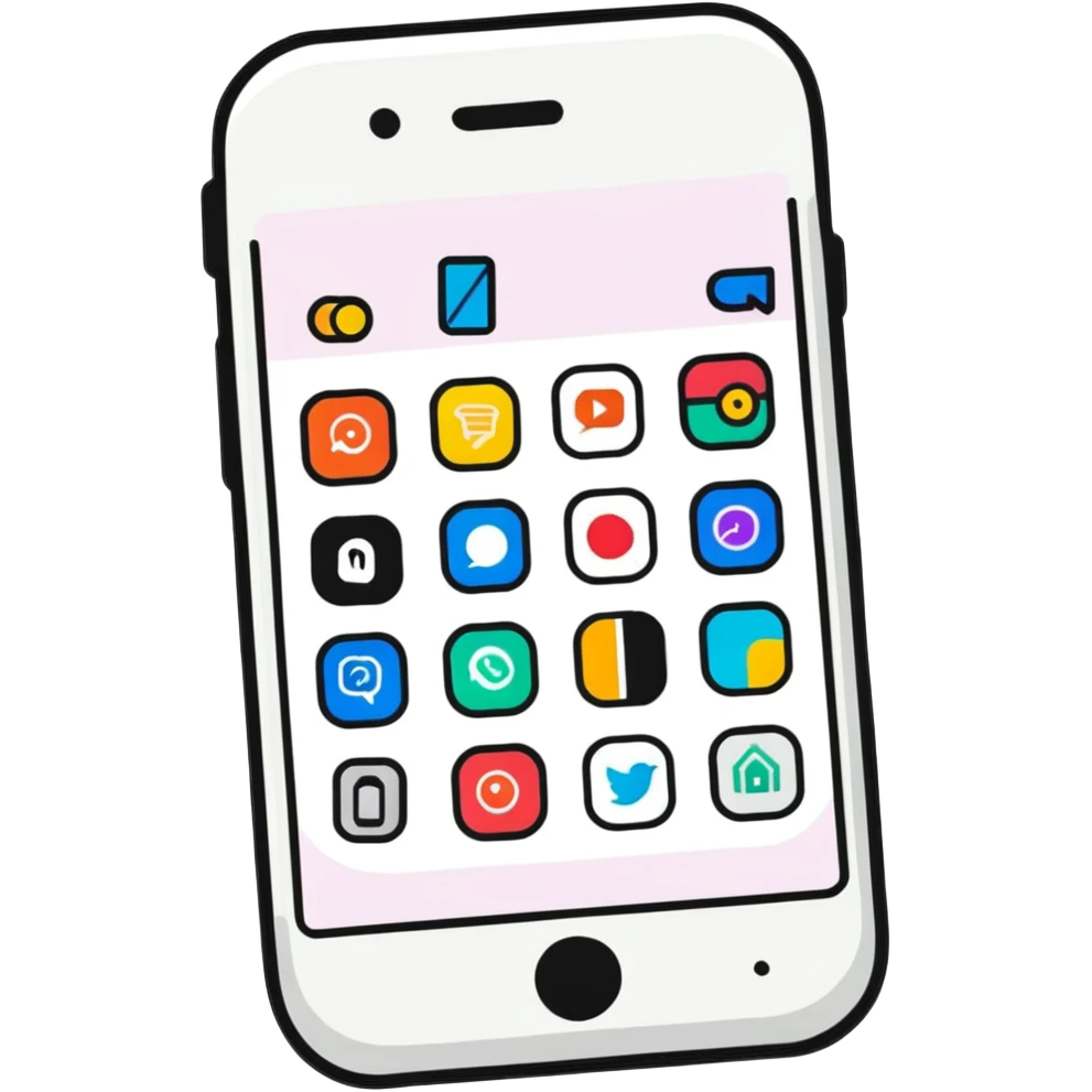Smartphone with app store and colorful app icons emoji