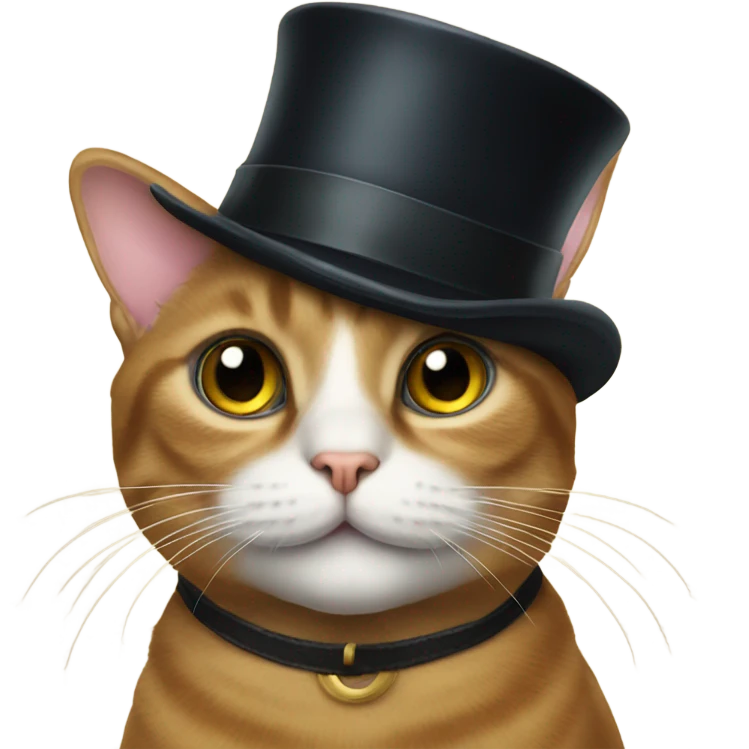 Cat with eye monocle and top hat  emoji
