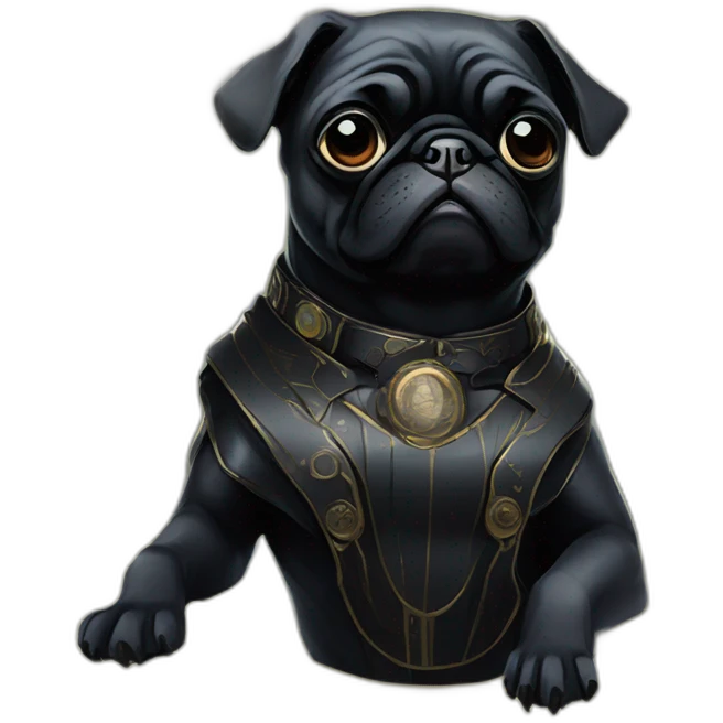 A cyberpunk black pug in Art Nouveau style during 1910 emoji