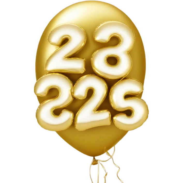 2025 in gold text with a balloon texture emoji