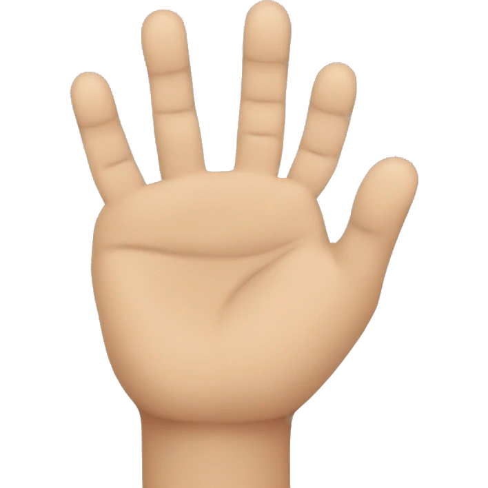 flat hand emoji but the thumb is touching the fourth finger and therest fingers are flat emoji