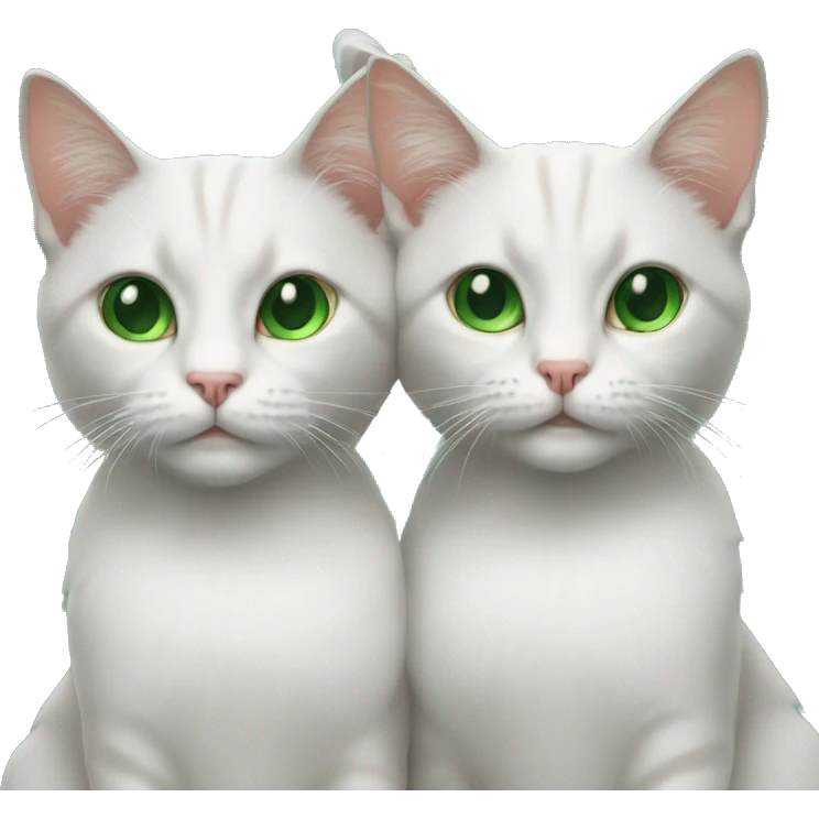Twin cats with green eyes emoji