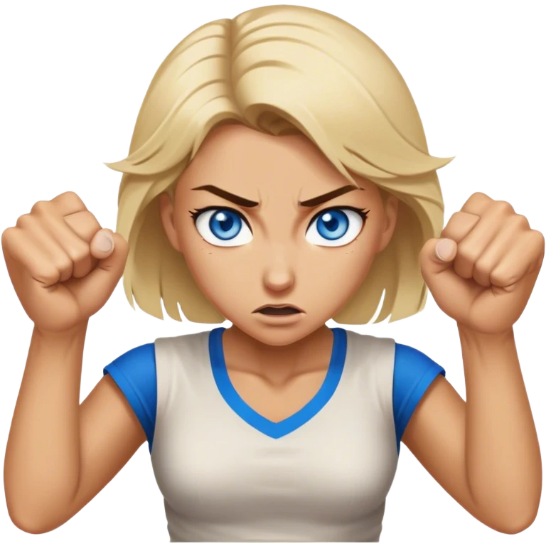 Blond woman with Blue eyes fighting in a brawl emoji