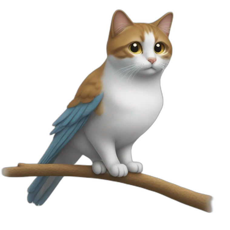 Un chat sur un oiseau emoji