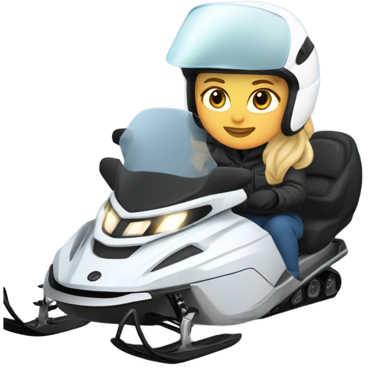 two white girls snowmobiling, one with a helmet and face shield on emoji