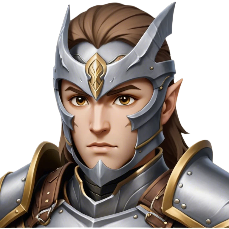 Cinematic Realistic WoW Human Warrior Portrait, head tilted epicly and inquisitively, showcasing a commanding presence and heroic grace. His chiseled features, resolute eyes, and meticulously crafted steel armor with leather accents in harmonious greys and bronzes are rendered with lifelike clarity and dramatic lighting, high shine, epic and awe-inspiring, embodying the spirit of a warrior poised for battle. emoji
